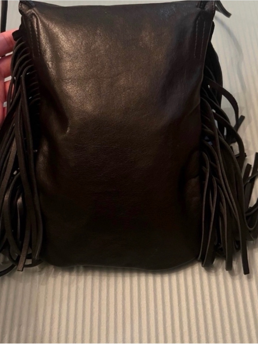 Authentic Saint Laurent Antia
Leather Fringed Shoulder Bag
Black - Picture 6 of 7